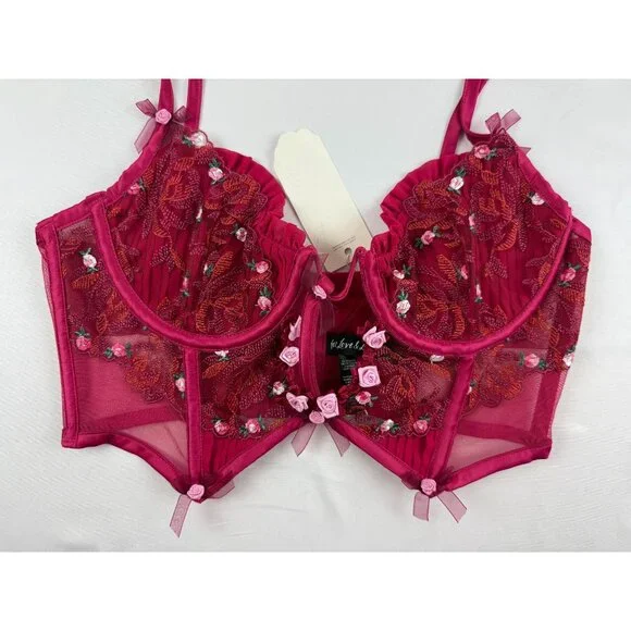 NWT For Love And Lemons Colette Bustier Burgundy size M - Picture 3 of 9
